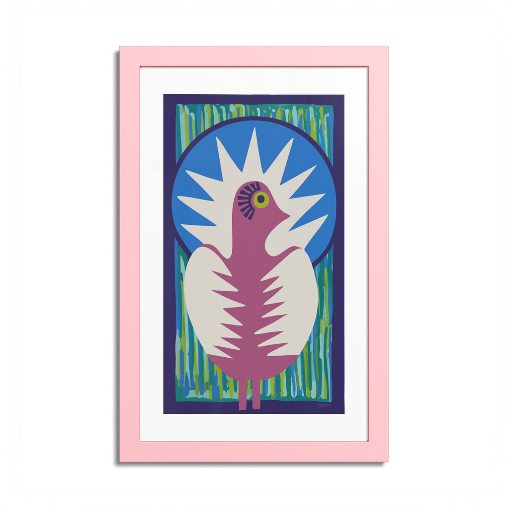 Peacock #18 Art Print - Pink Frame - 3 Sizes