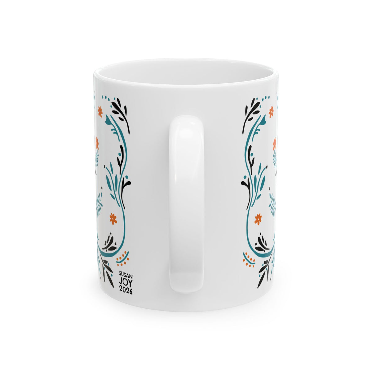 Abstract Peacock Ceramic Mug – Folk Art Coffee Cup - Halloween Edition