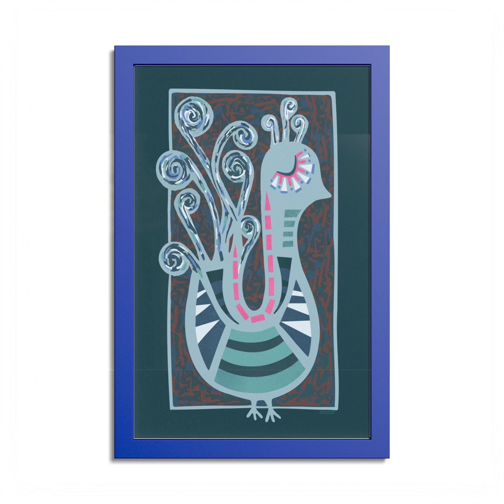 Midcentury Abstract Bird Poster — Colorful Framed Wall Art Print