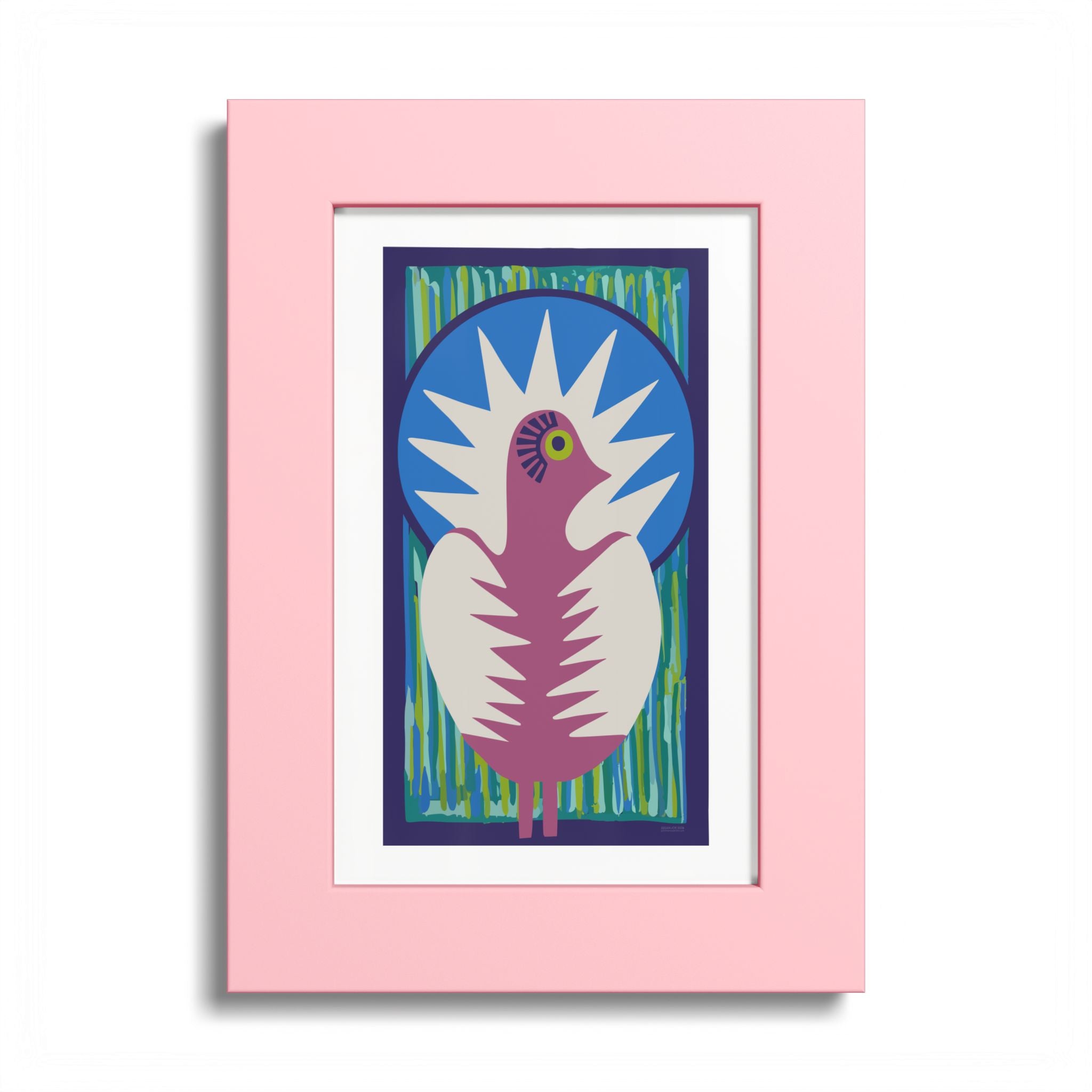 Peacock #18 Art Print - Pink Frame - 3 Sizes