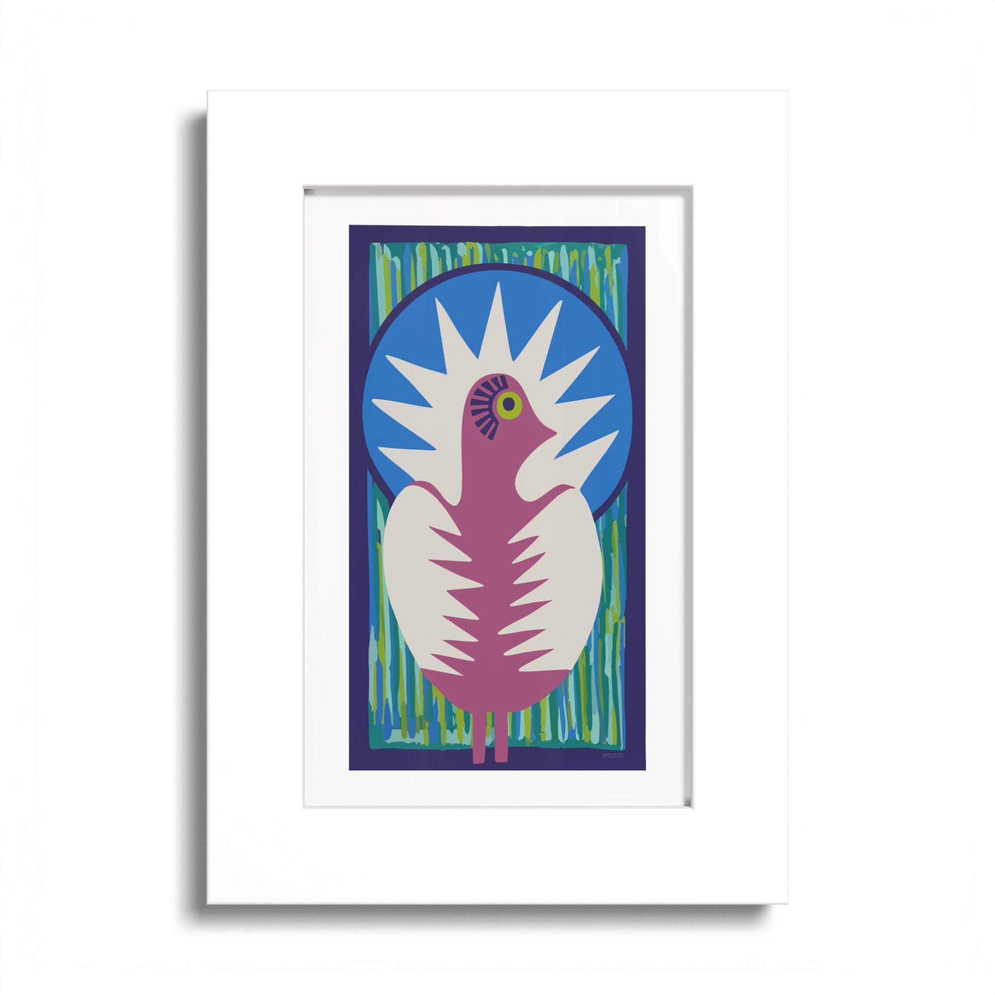 Peacock #18 Art Print - White Frame - 3 Sizes