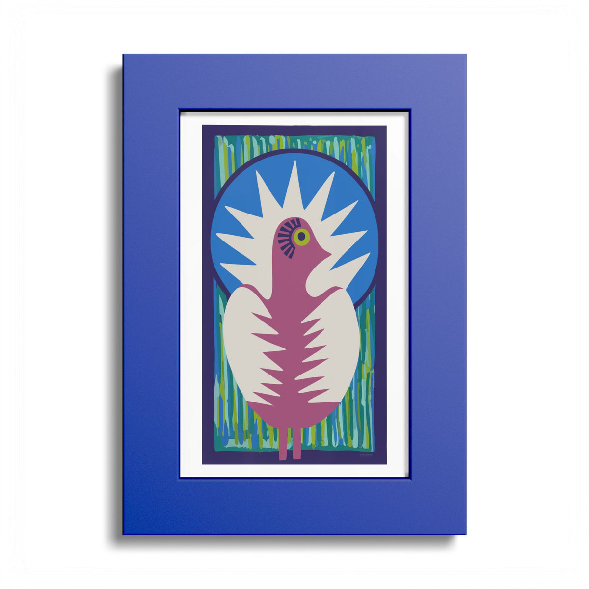 Peacock #18 Art Print - Electric Blue Frame - 4 Sizes