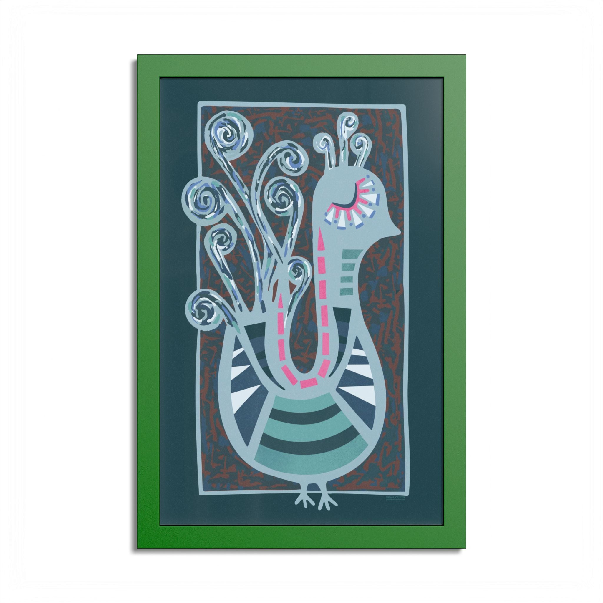 Midcentury Abstract Bird Poster — Colorful Framed Wall Art Print