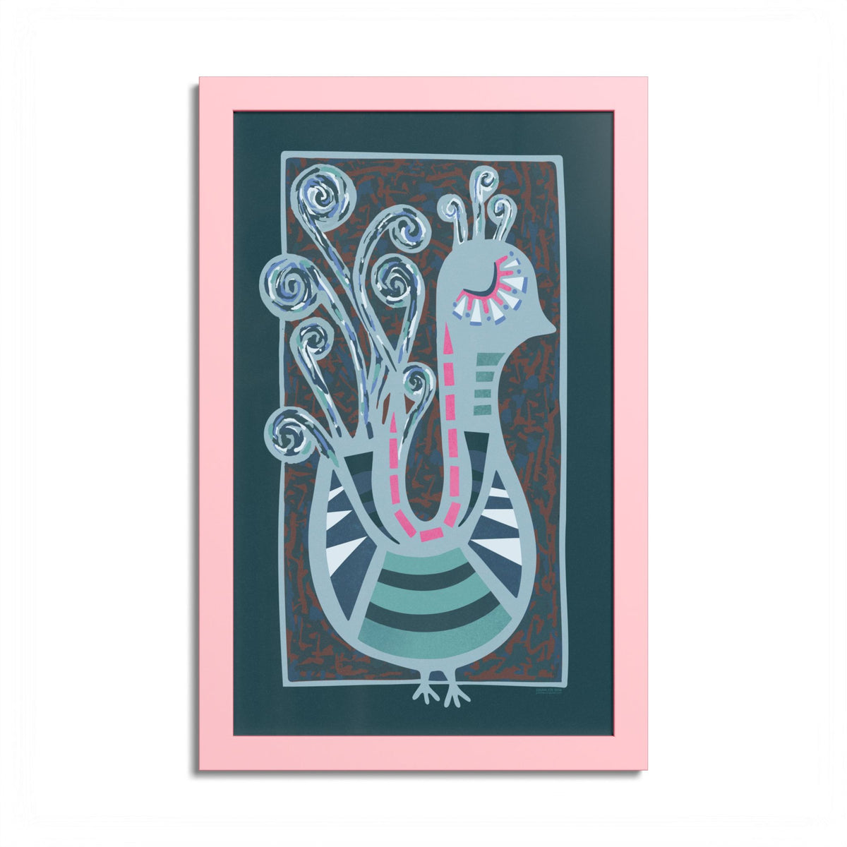 Midcentury Abstract Bird Poster — Colorful Framed Wall Art Print