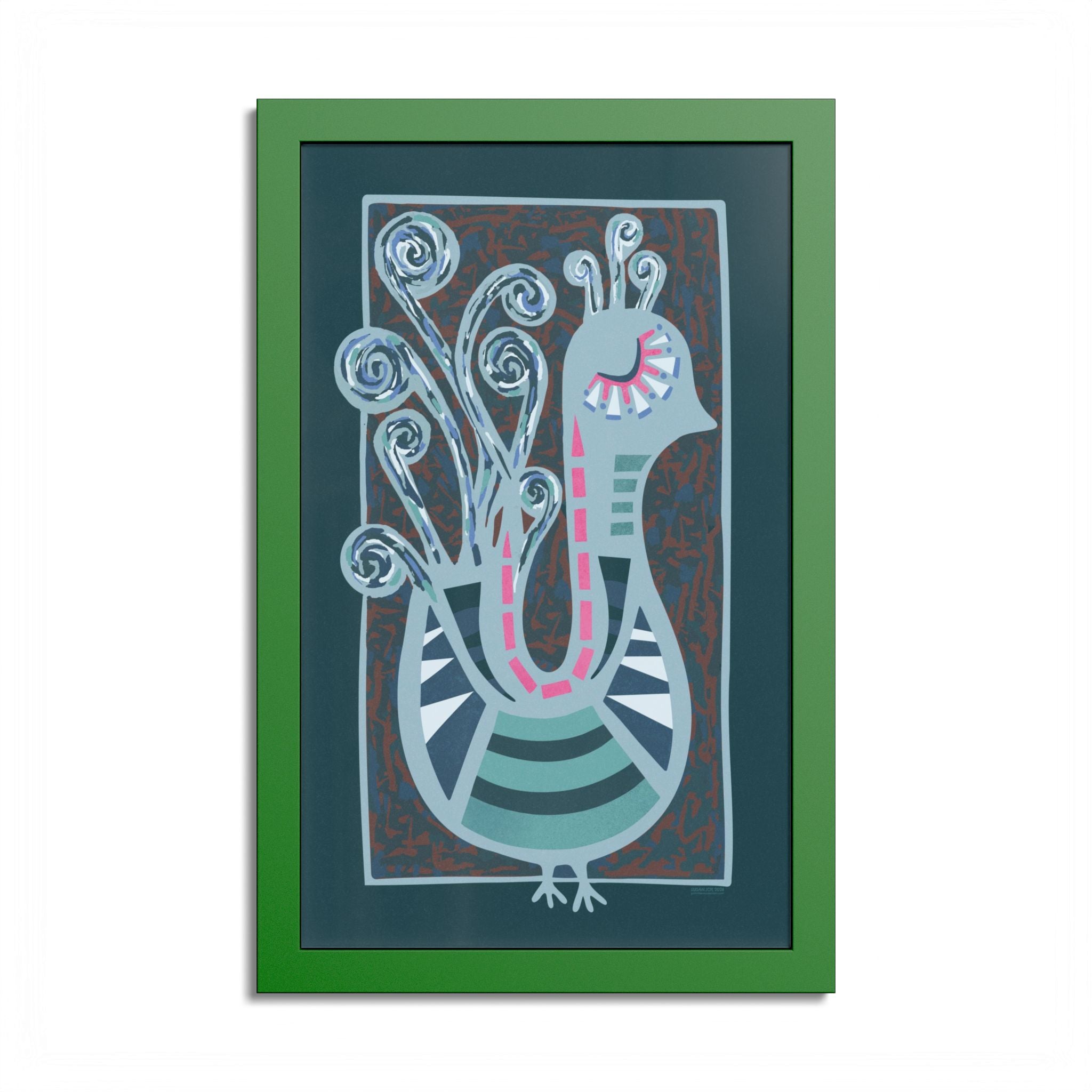 Midcentury Abstract Bird Poster — Colorful Framed Wall Art Print