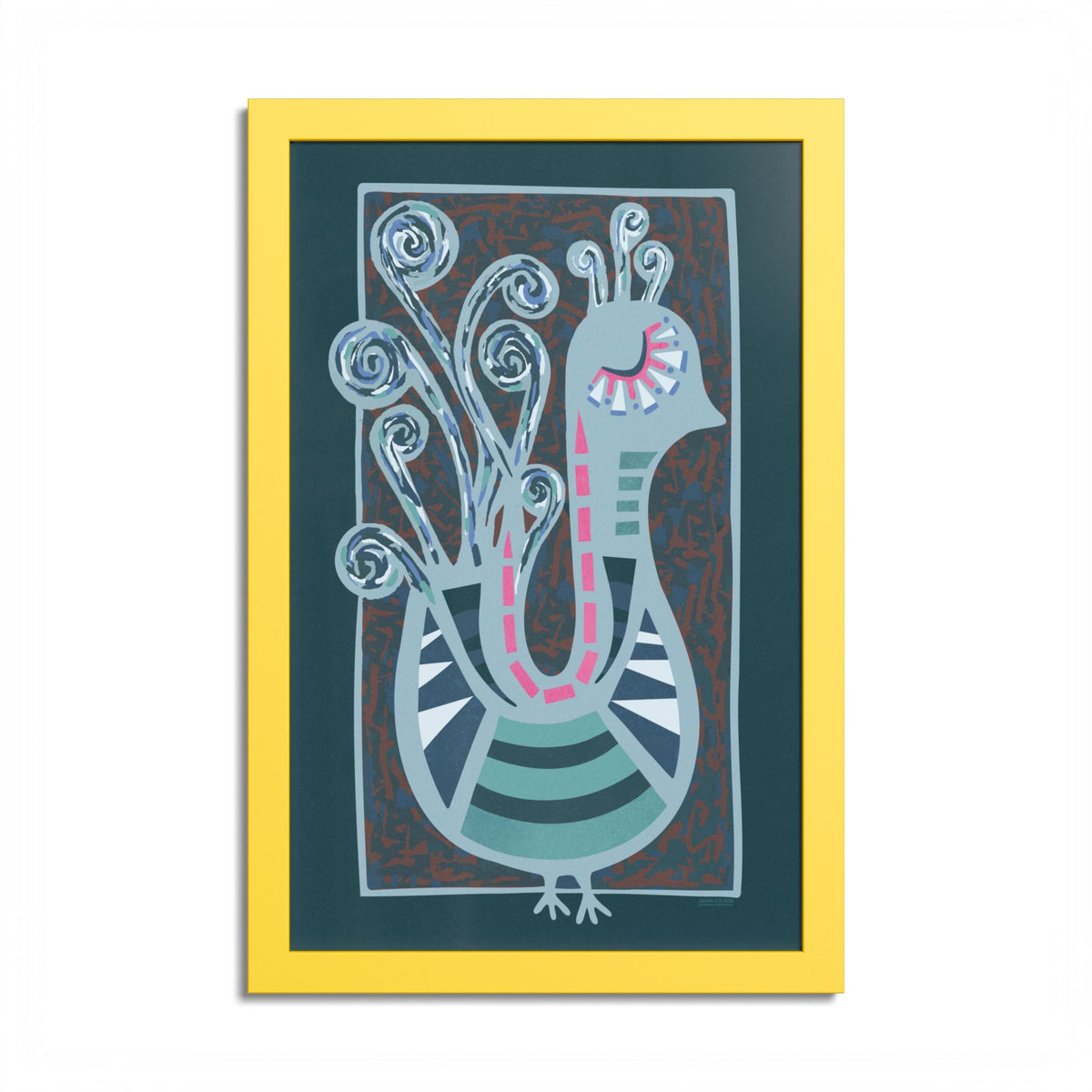 Midcentury Abstract Bird Poster — Colorful Framed Wall Art Print