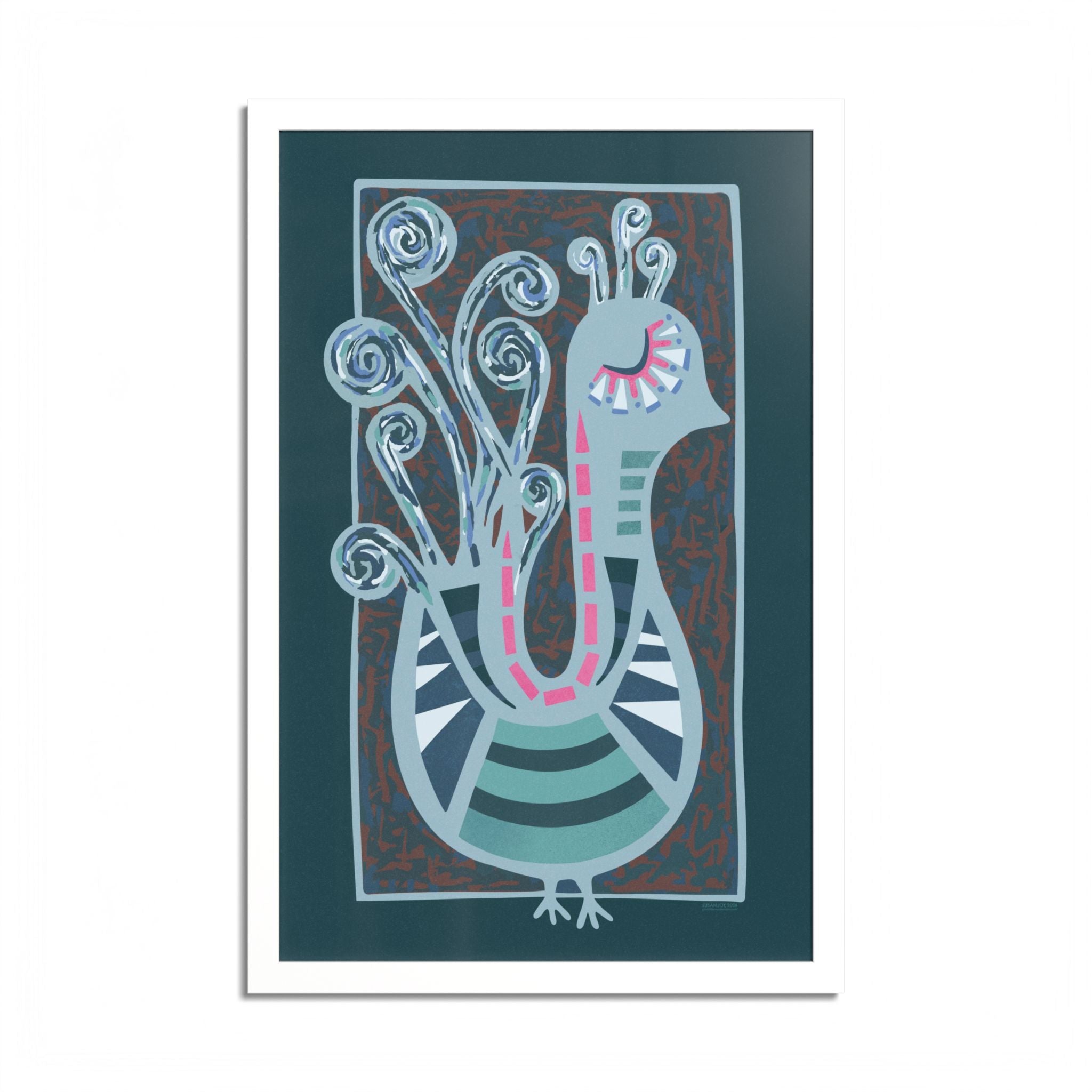 Midcentury Abstract Bird Poster — Colorful Framed Wall Art Print