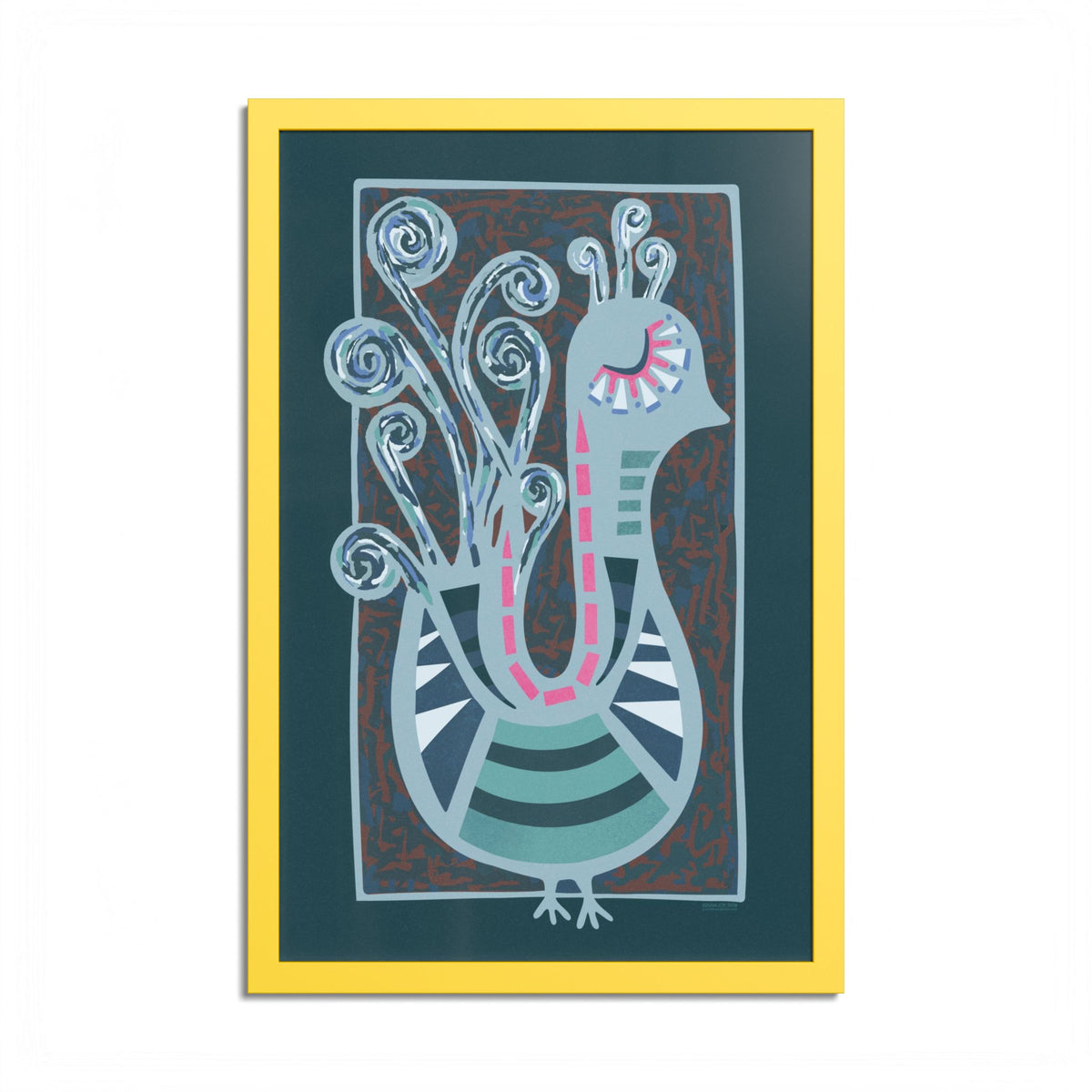 Midcentury Abstract Bird Poster — Colorful Framed Wall Art Print