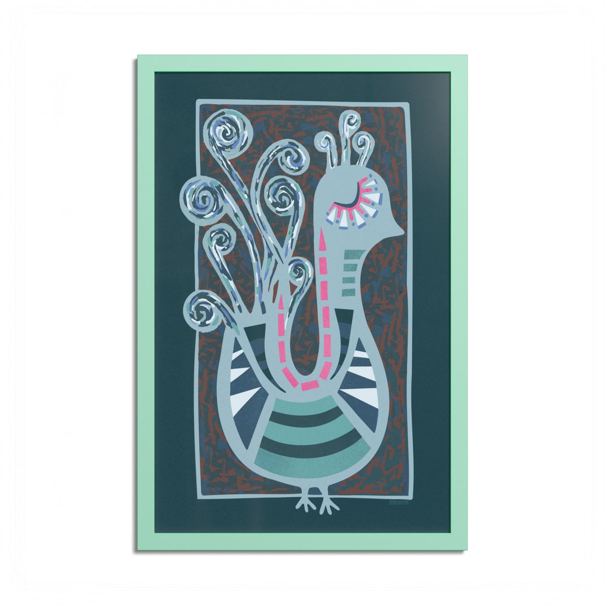 Midcentury Abstract Bird Poster — Colorful Framed Wall Art Print
