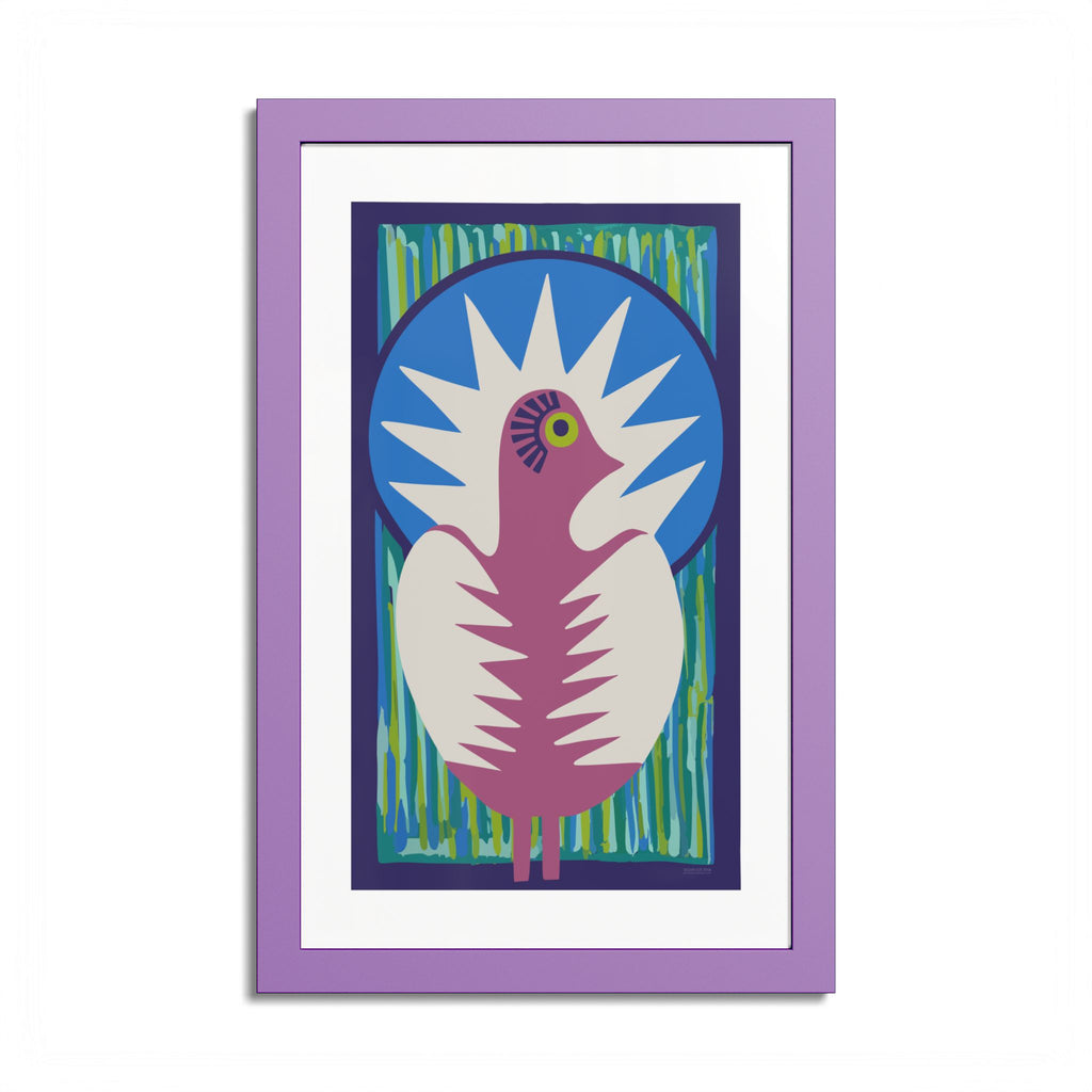 Peacock #18 Art Print - Lavender Frame - 3 Sizes