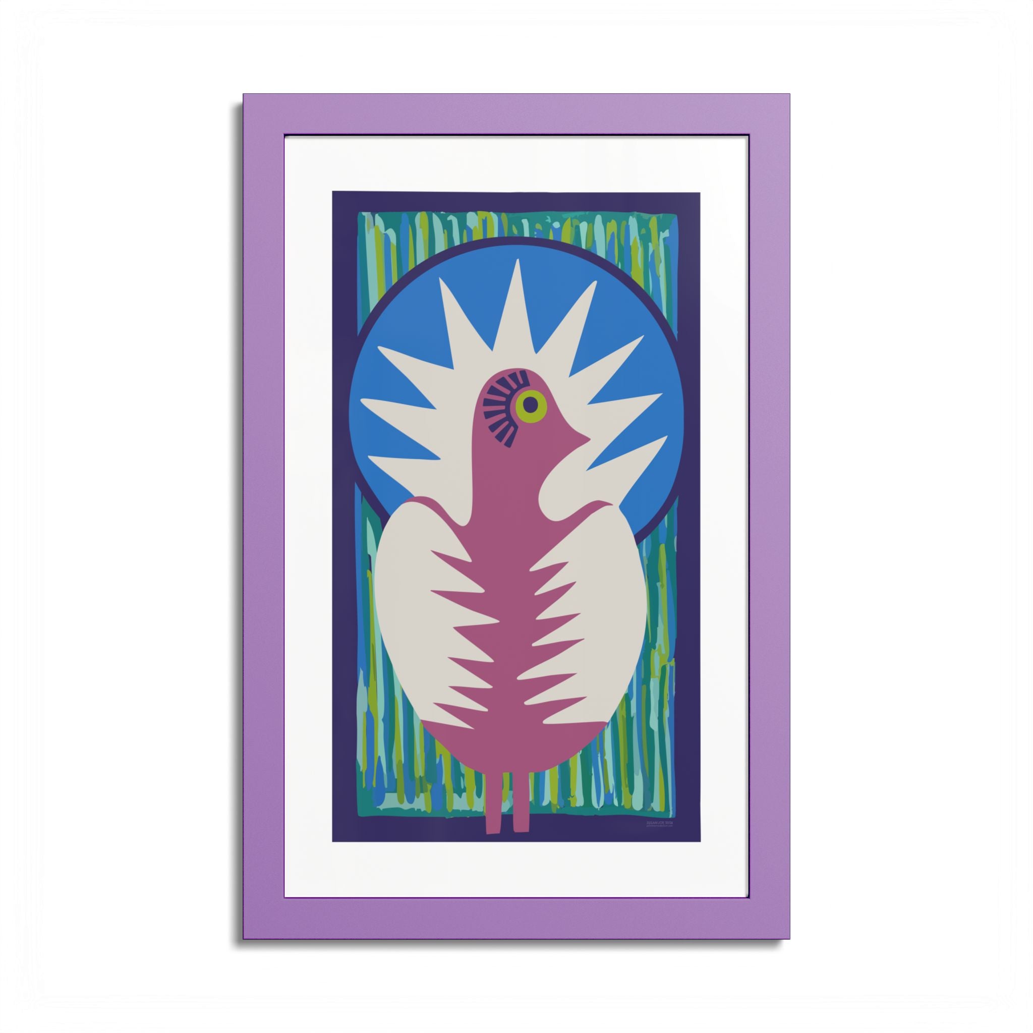 Peacock #18 Art Print - Lavender Frame - 3 Sizes