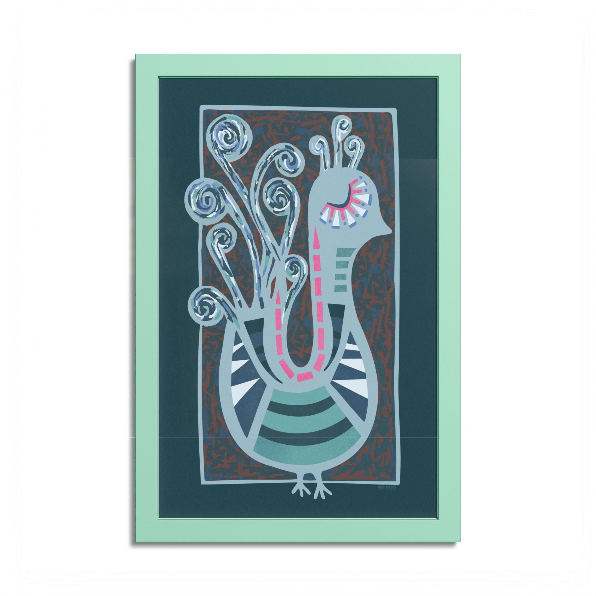 Midcentury Abstract Bird Poster — Colorful Framed Wall Art Print