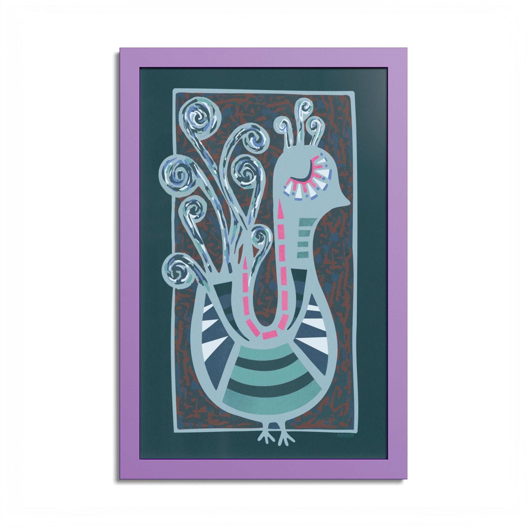 Midcentury Abstract Bird Poster — Colorful Framed Wall Art Print