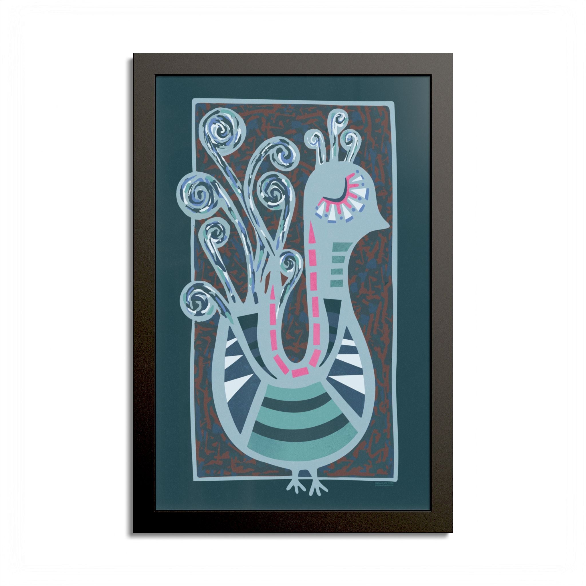 Midcentury Abstract Bird Poster — Colorful Framed Wall Art Print