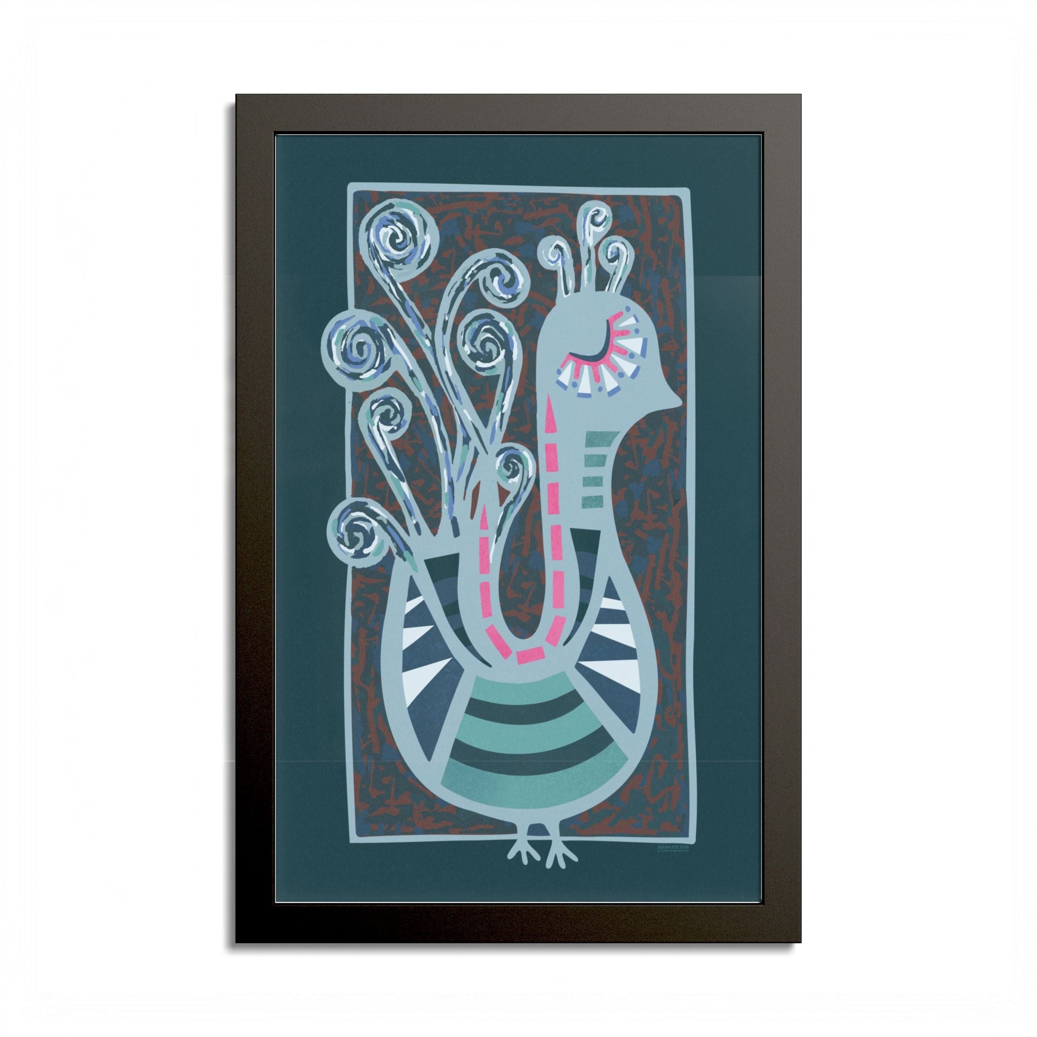 Midcentury Abstract Bird Poster — Colorful Framed Wall Art Print