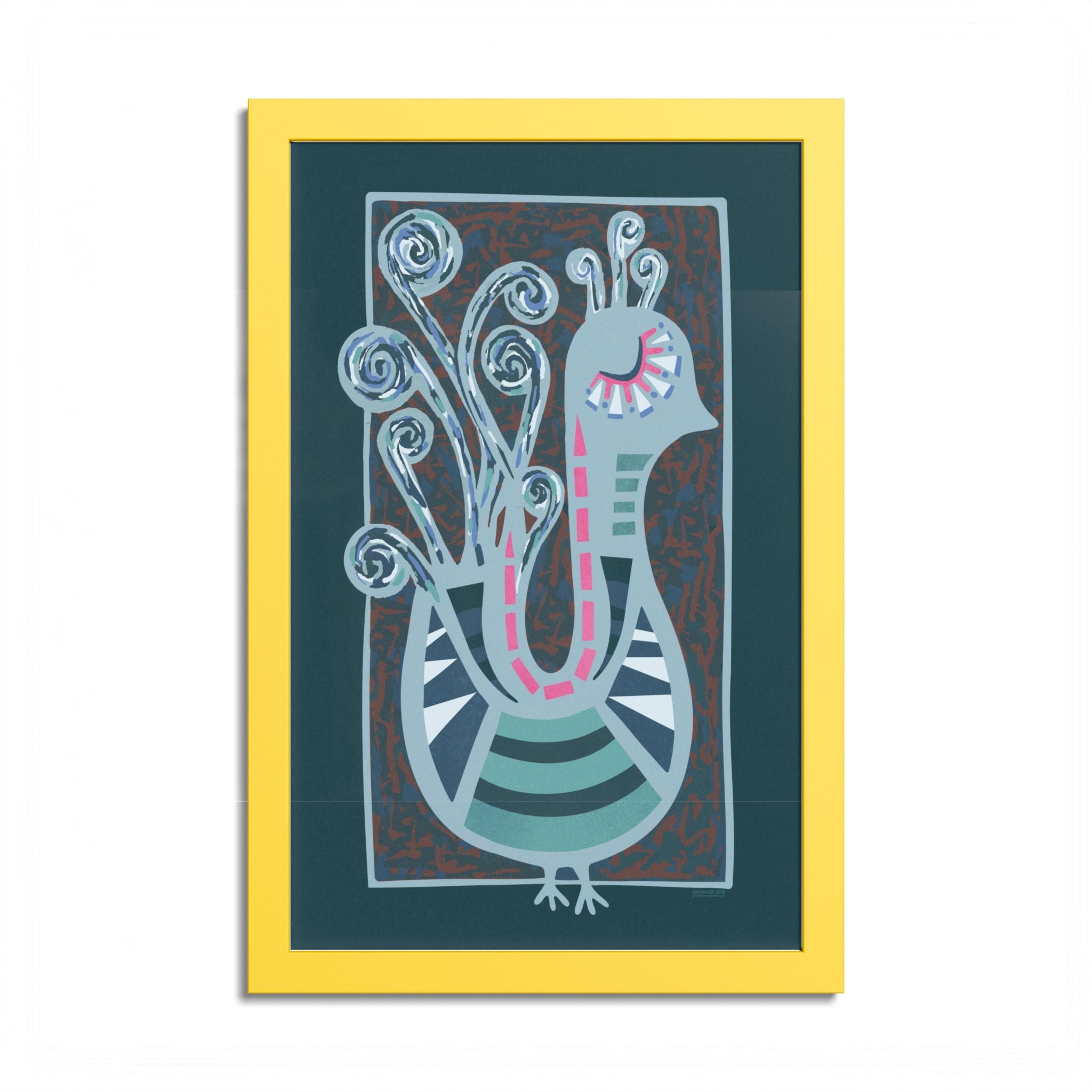Midcentury Abstract Bird Poster — Colorful Framed Wall Art Print