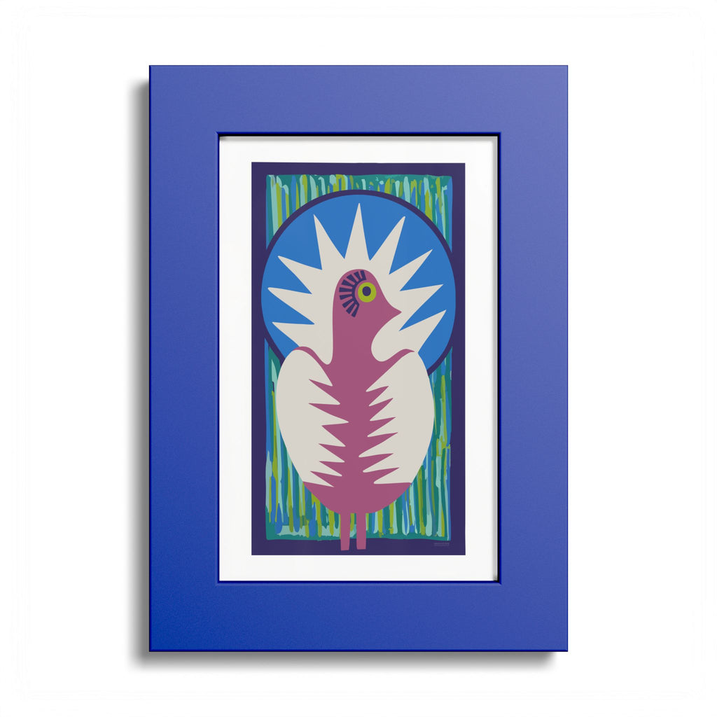 Peacock #18 Art Print - Electric Blue Frame - 3 Sizes
