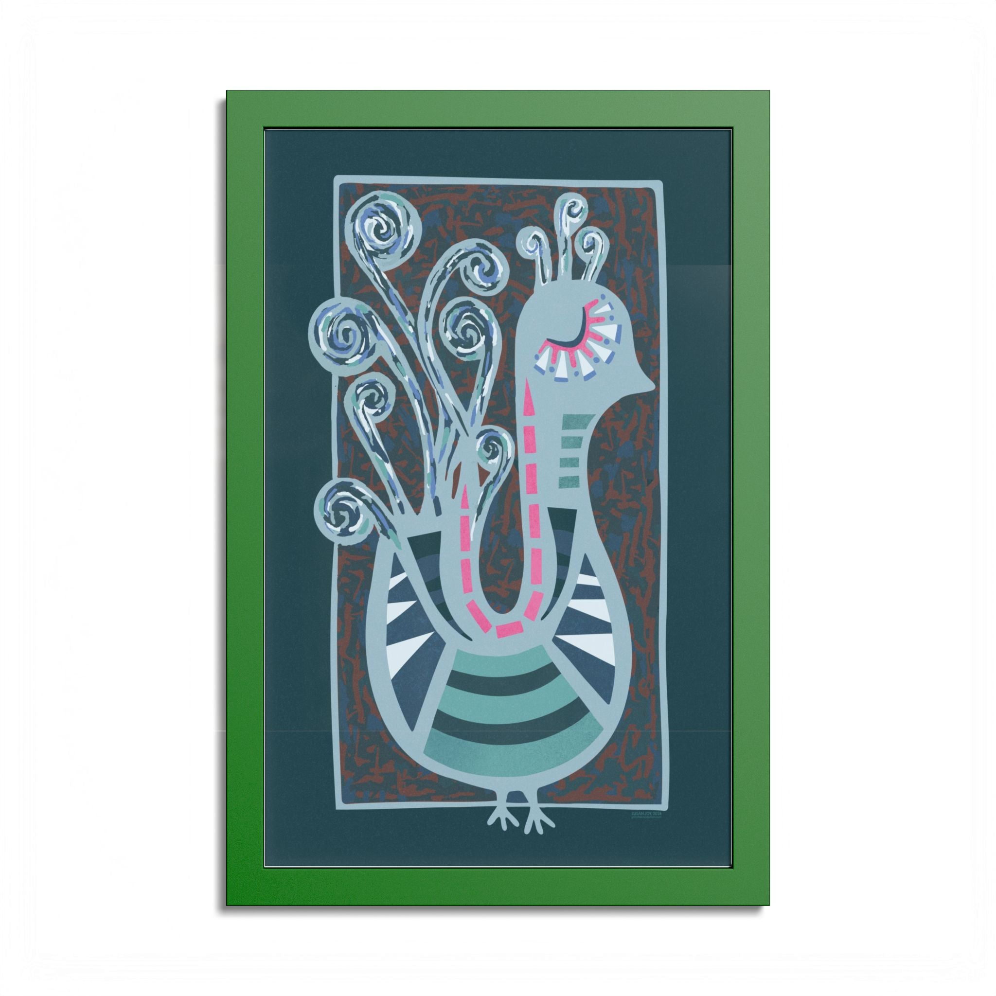 Midcentury Abstract Bird Poster — Colorful Framed Wall Art Print