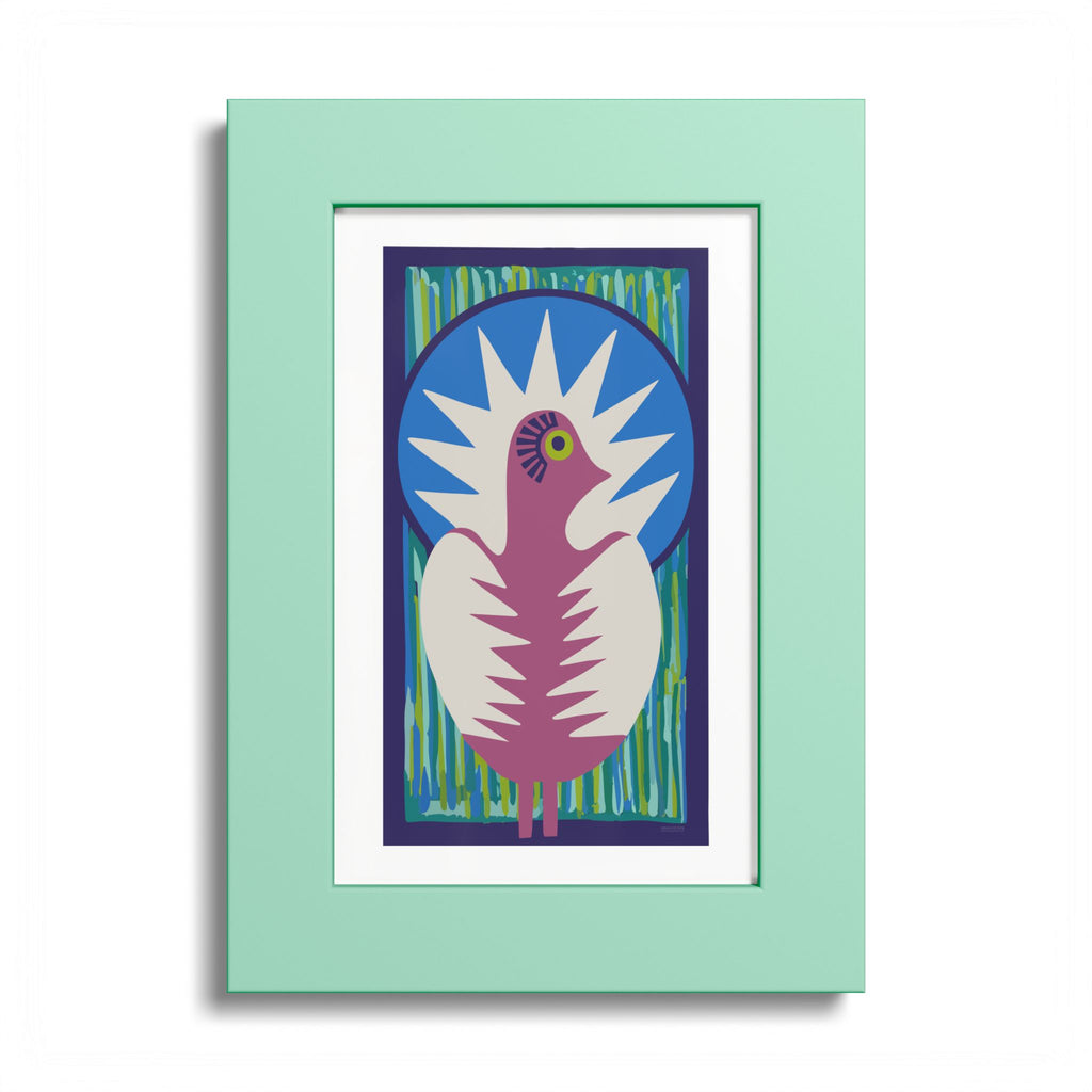 Peacock #18 Art Print - Mint Frame - 3 Sizes