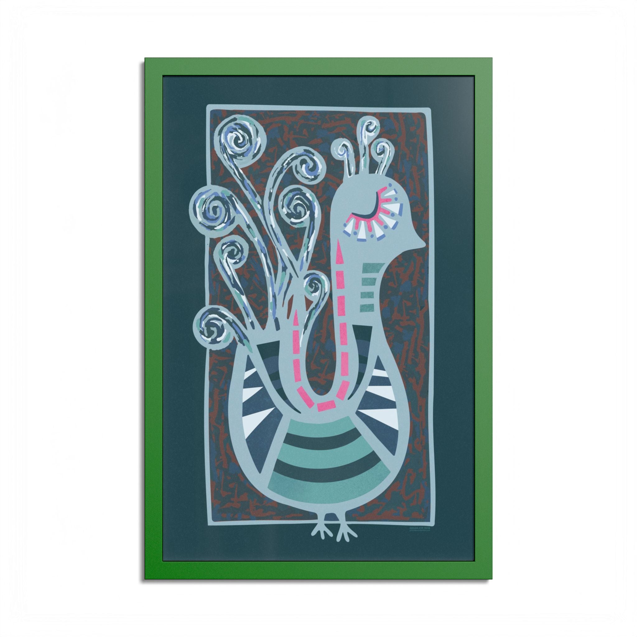 Midcentury Abstract Bird Poster — Colorful Framed Wall Art Print
