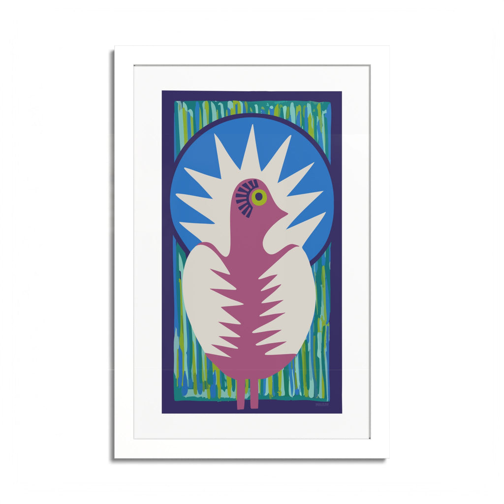 Peacock #18 Art Print - White Frame - 3 Sizes