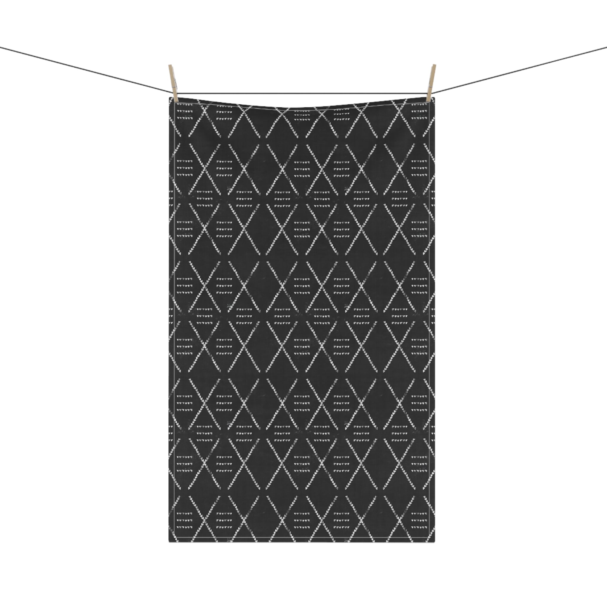 Black Geometric Mudcloth Kitchen Tea Towel