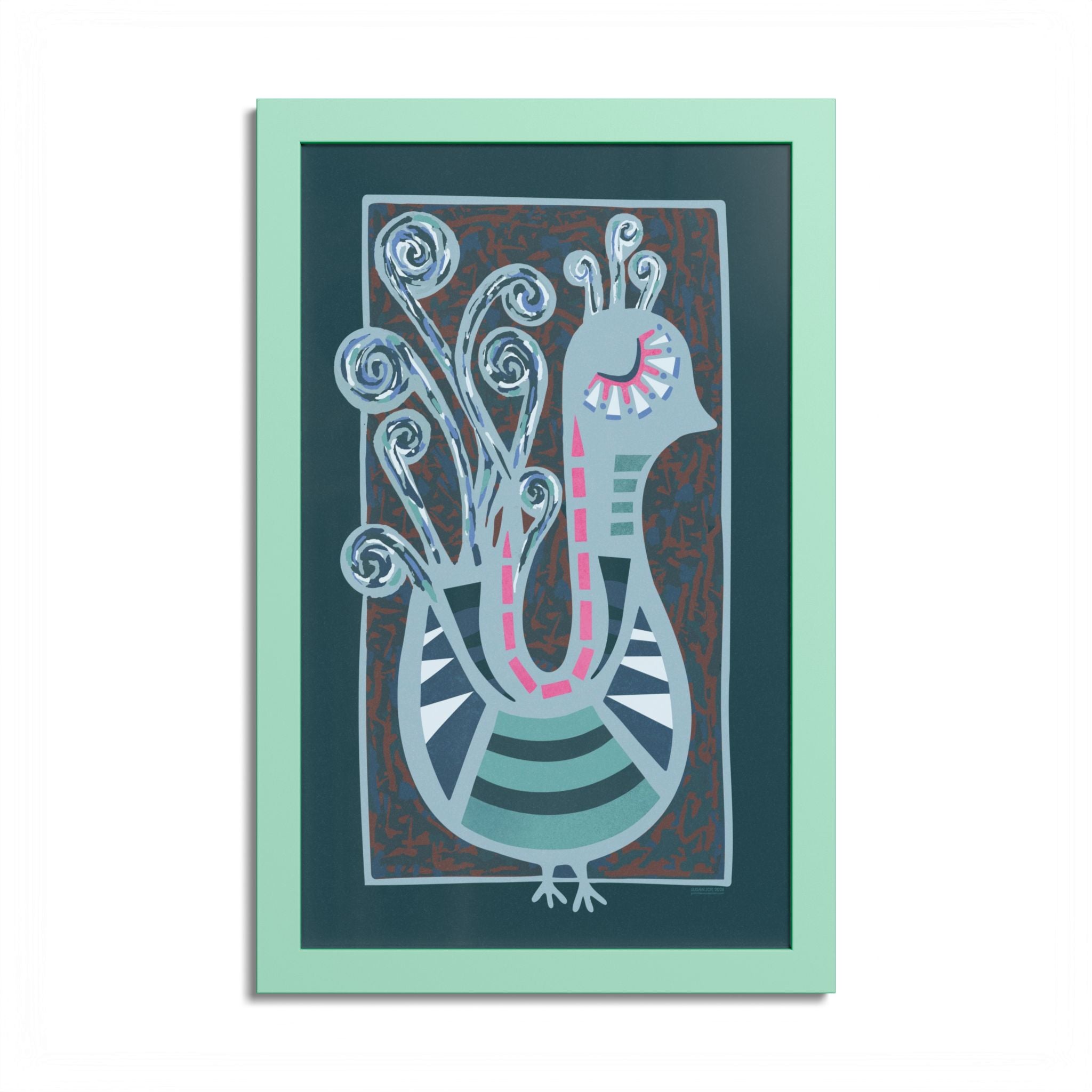 Midcentury Abstract Bird Poster — Colorful Framed Wall Art Print