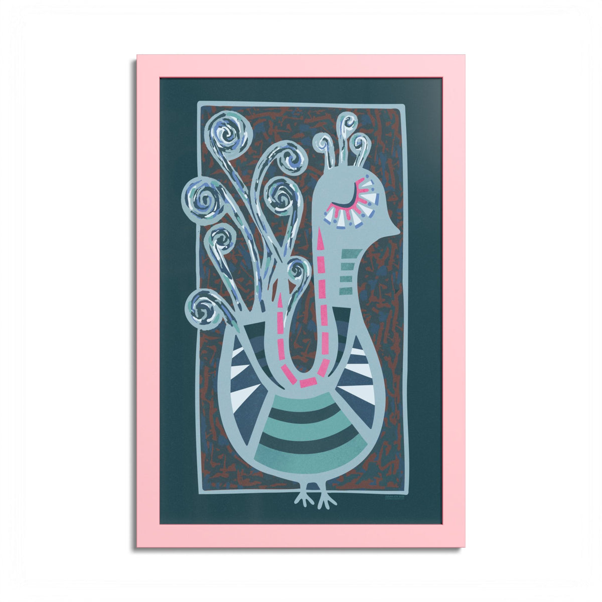 Midcentury Abstract Bird Poster — Colorful Framed Wall Art Print