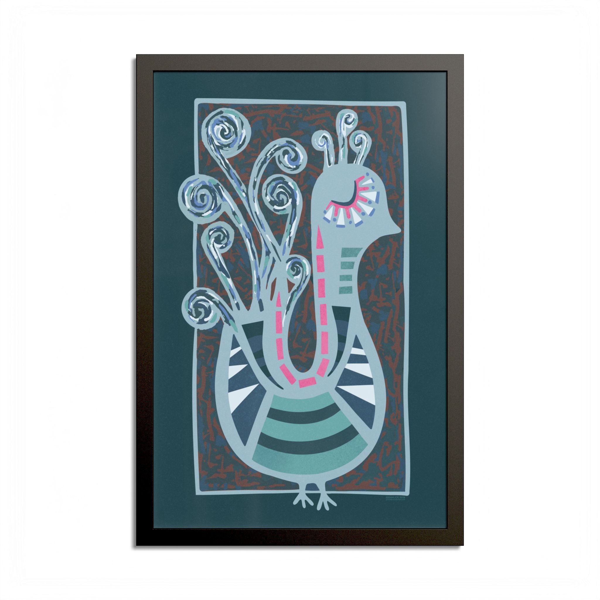 Midcentury Abstract Bird Poster — Colorful Framed Wall Art Print