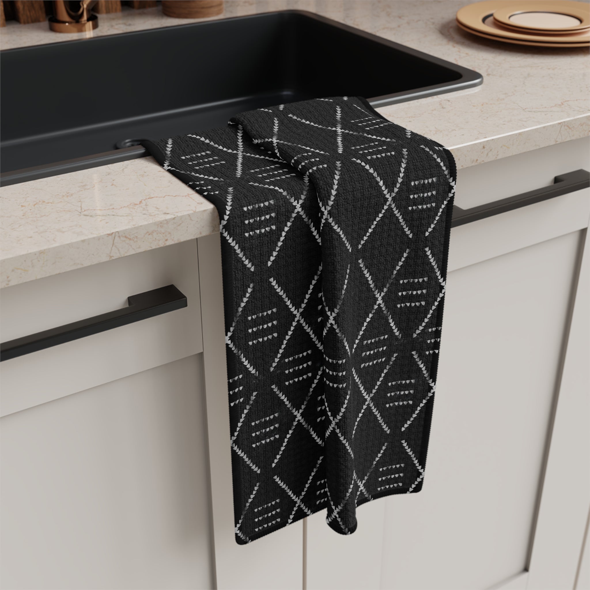 Geometric Mudcloth Microfiber Kitchen Towel