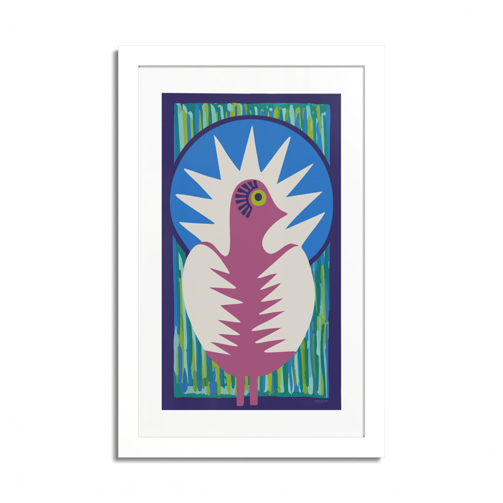Peacock #18 Art Print - White Frame - 3 Sizes