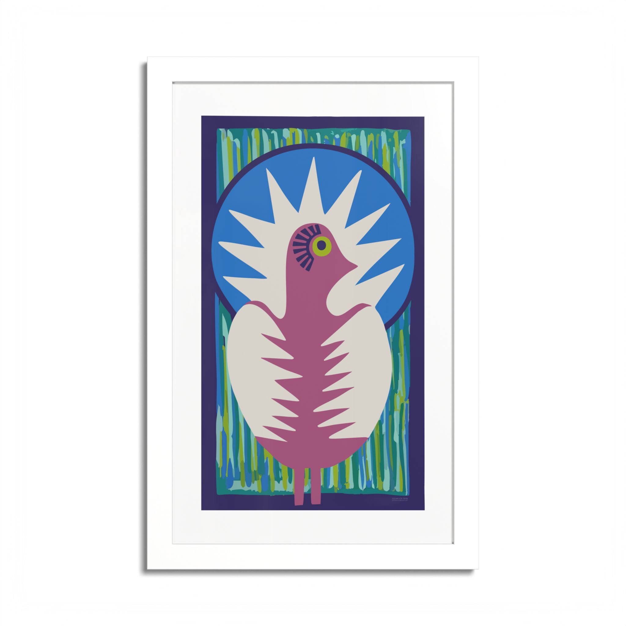 Peacock #18 Art Print - White Frame - 3 Sizes
