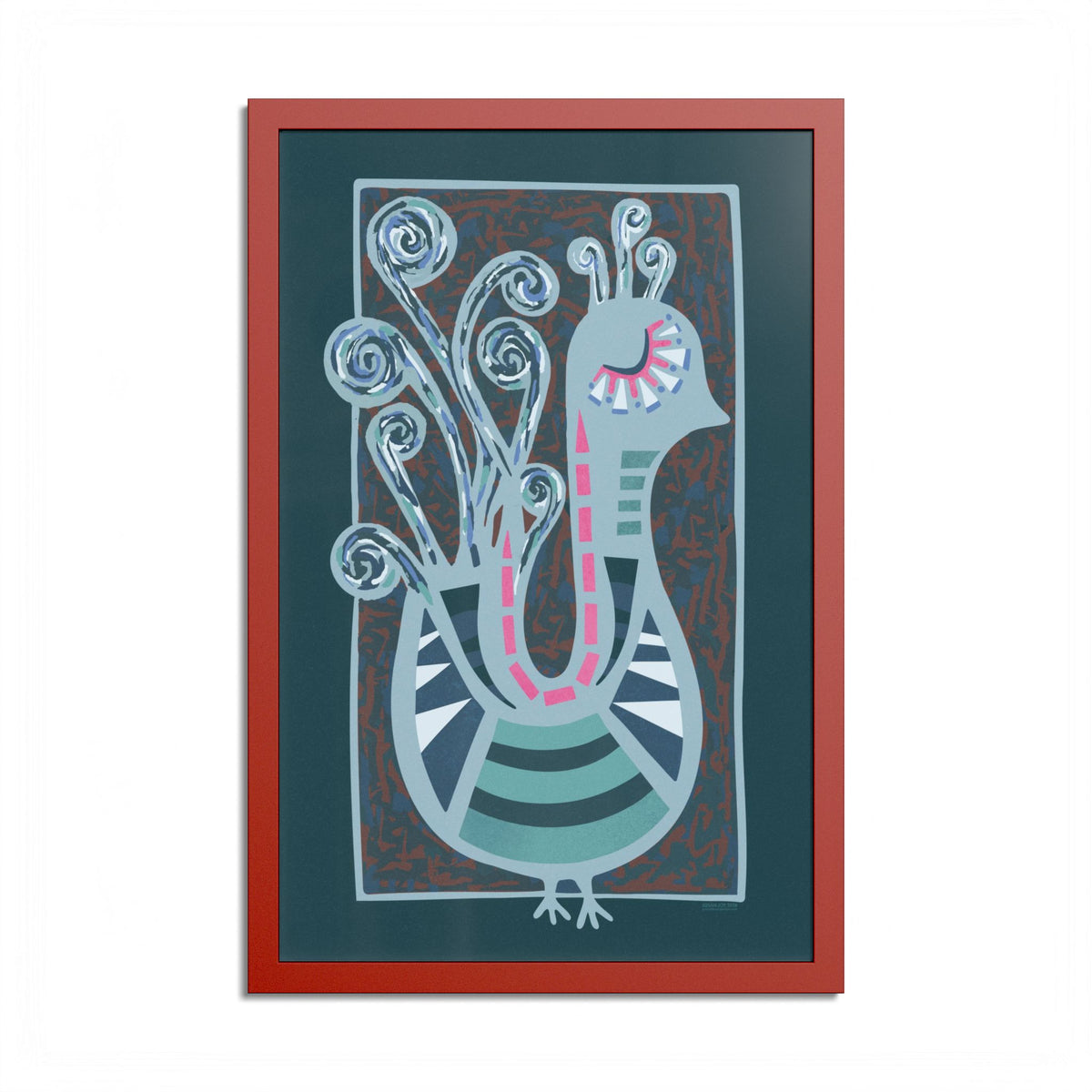 Midcentury Abstract Bird Poster — Colorful Framed Wall Art Print