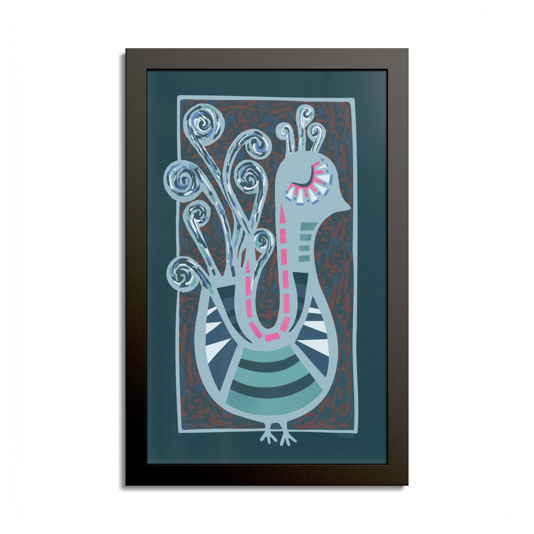 Midcentury Abstract Bird Poster — Colorful Framed Wall Art Print