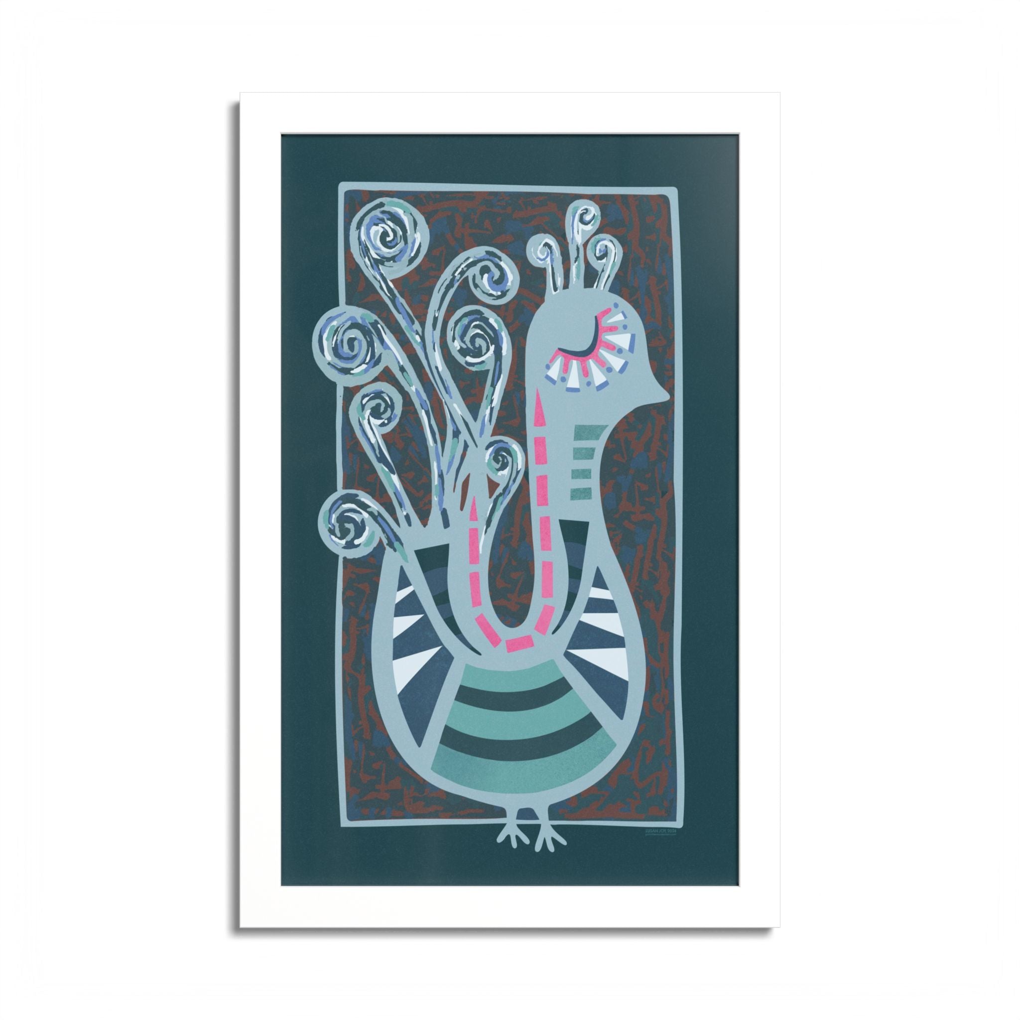 Midcentury Abstract Bird Poster — Colorful Framed Wall Art Print