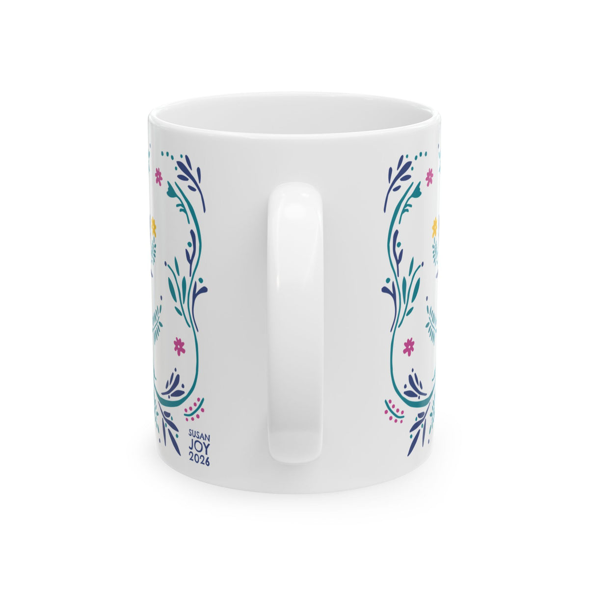 Abstract Peacock Ceramic Mug – Colorful Folk Art Coffee Cup (11oz)