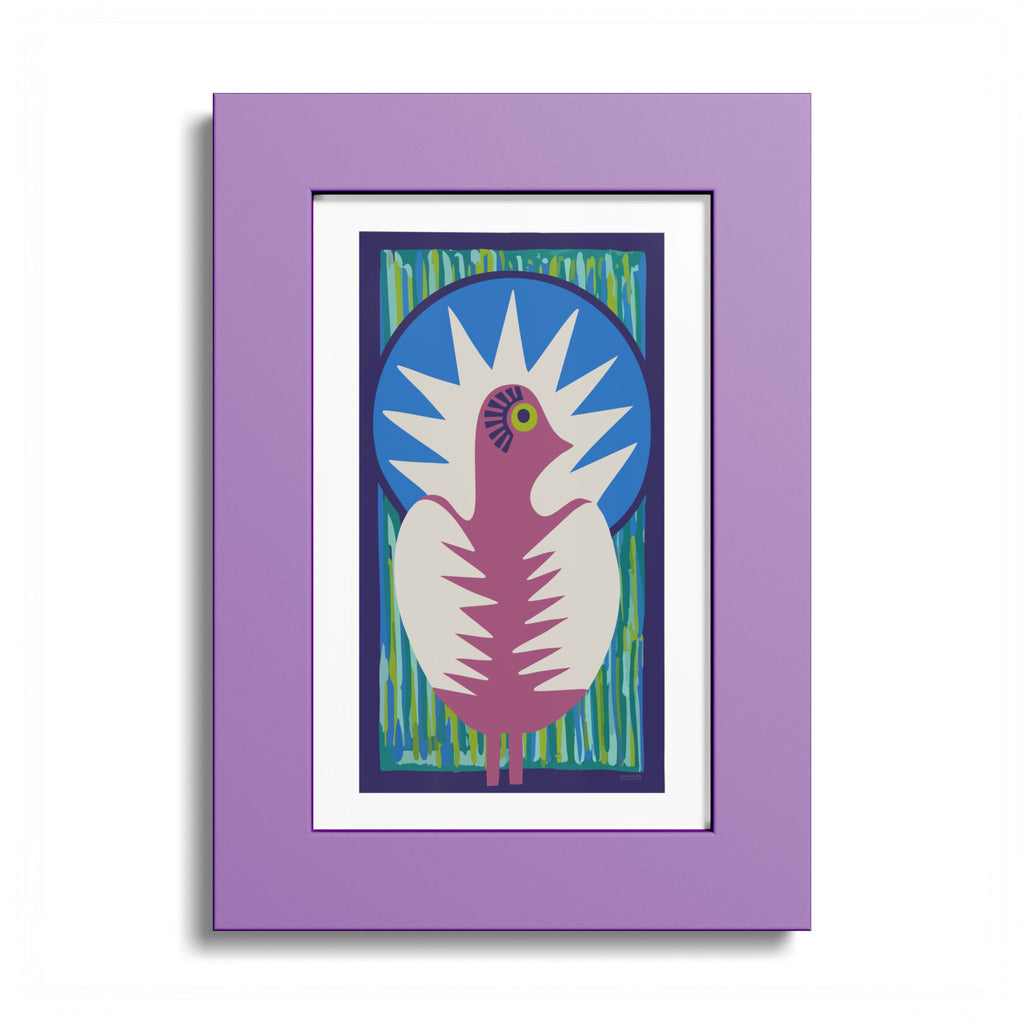 Peacock #18 Art Print - Lavender Frame - 3 Sizes