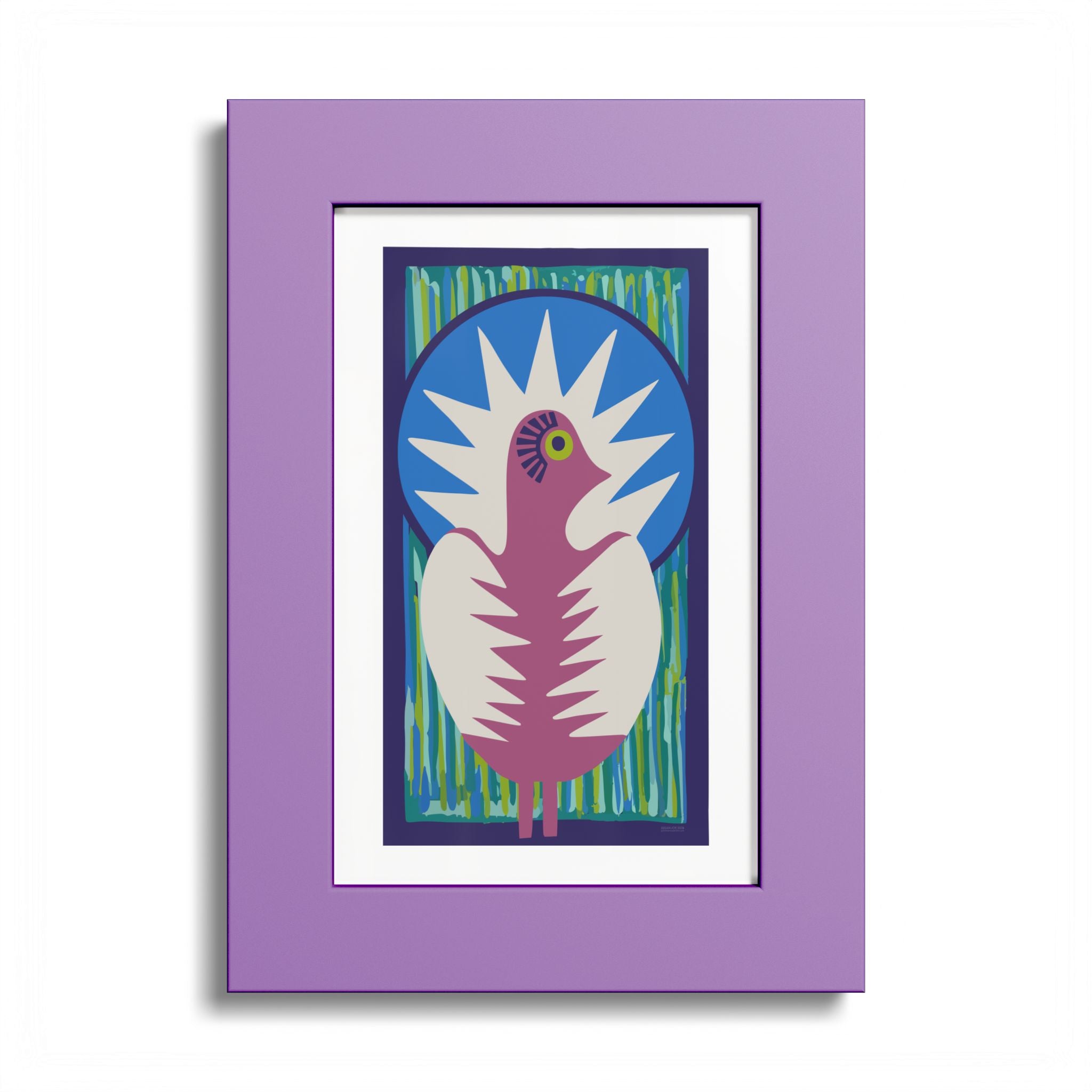 Peacock #18 Art Print - Lavender Frame - 3 Sizes
