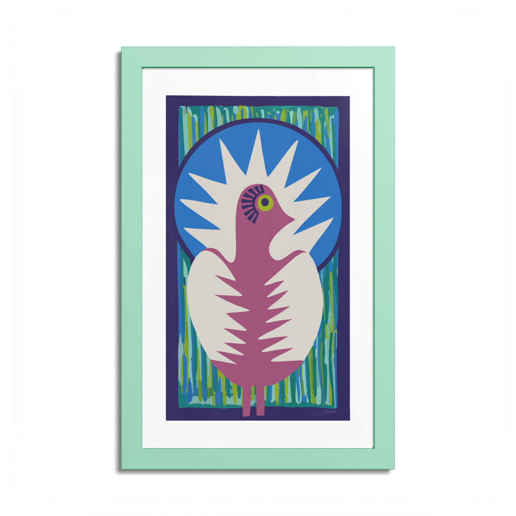 Peacock #18 Art Print - Mint Frame - 3 Sizes