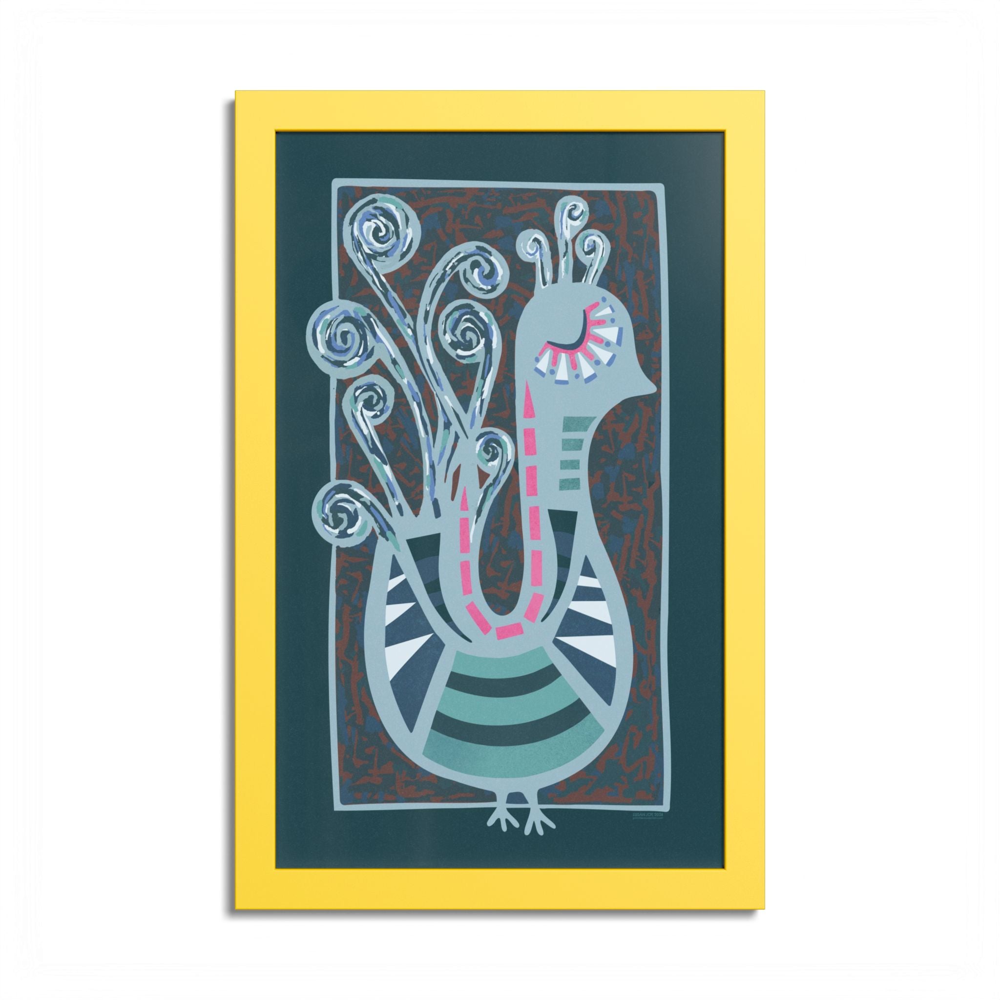 Midcentury Abstract Bird Poster — Colorful Framed Wall Art Print