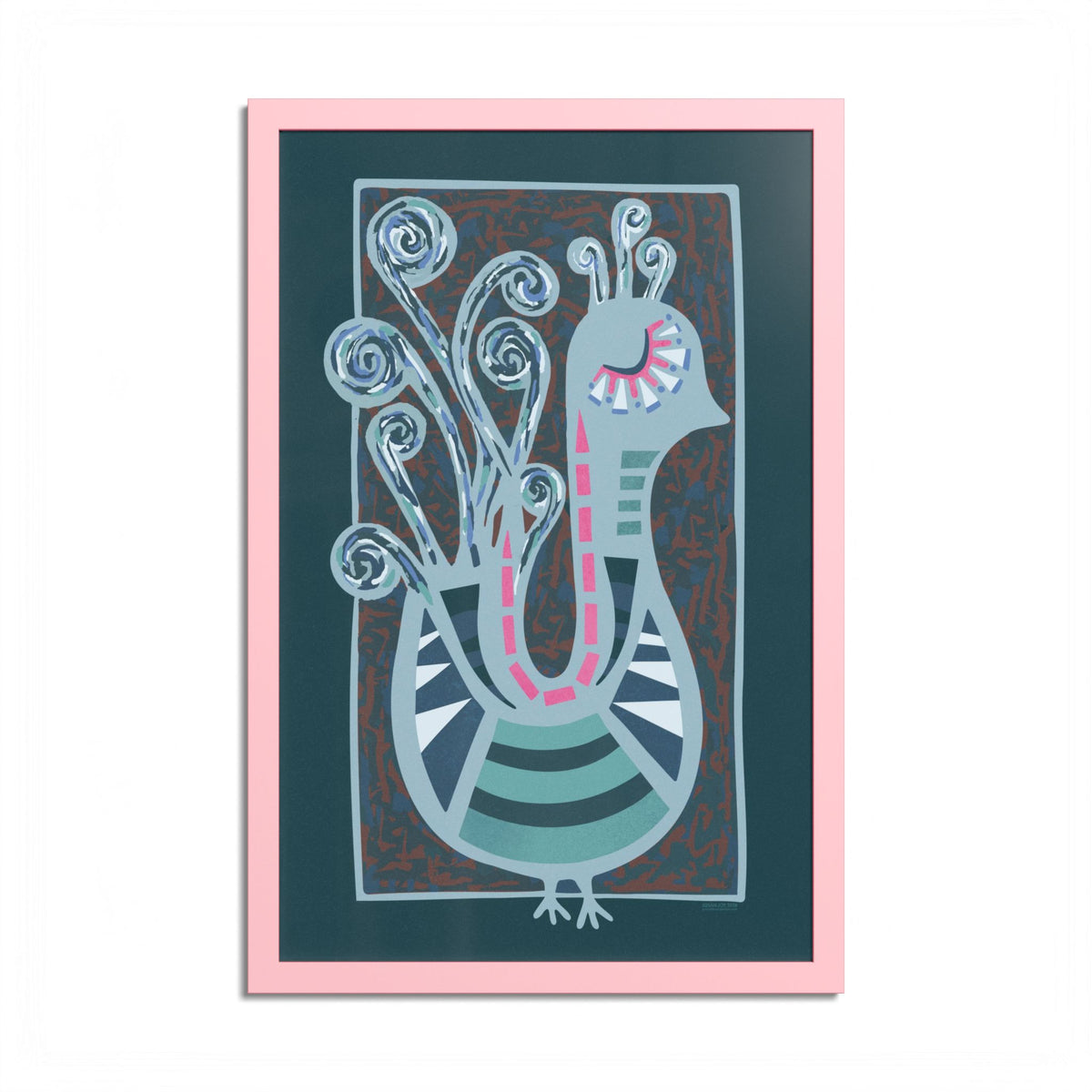 Midcentury Abstract Bird Poster — Colorful Framed Wall Art Print