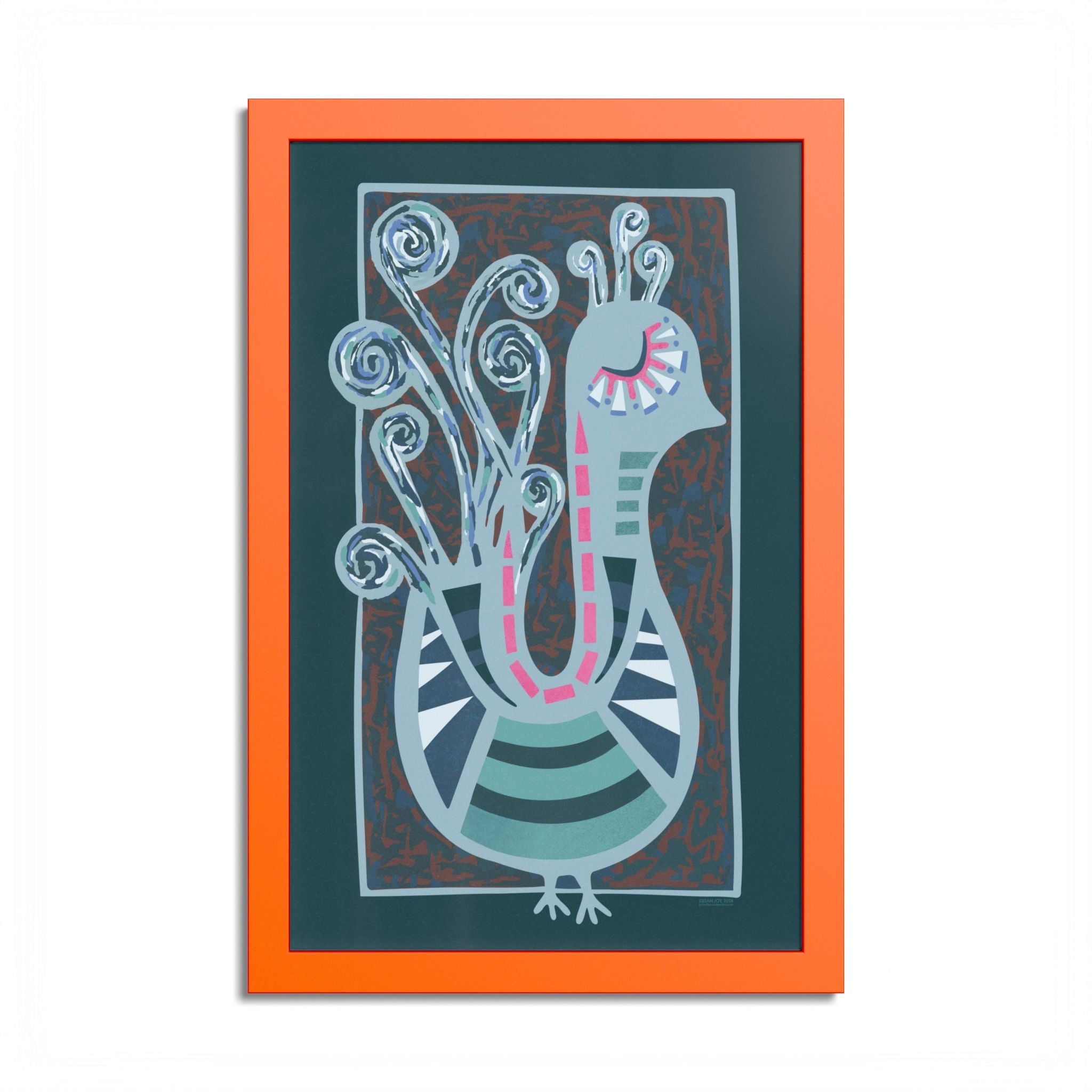 Midcentury Abstract Bird Poster — Colorful Framed Wall Art Print
