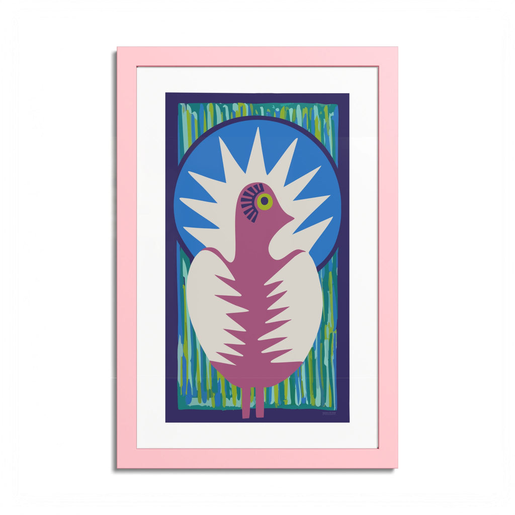 Peacock #18 Art Print - Pink Frame - 3 Sizes